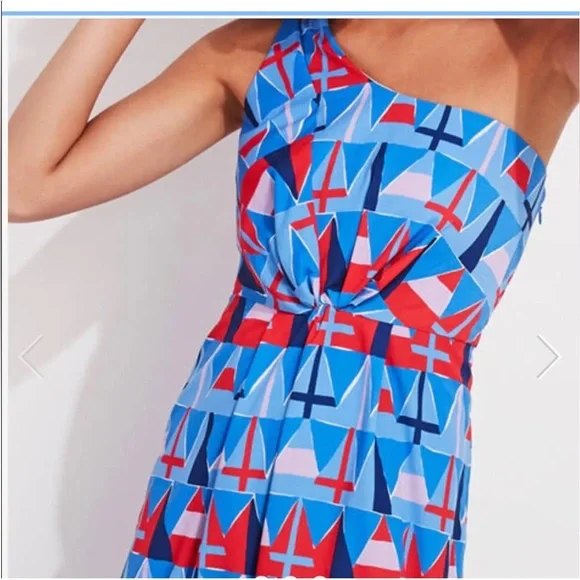 Vineyard Vines One Shoulder Maxi Americana Sailboat Dress NWT Size 2/ Small - Picture 2 of 8